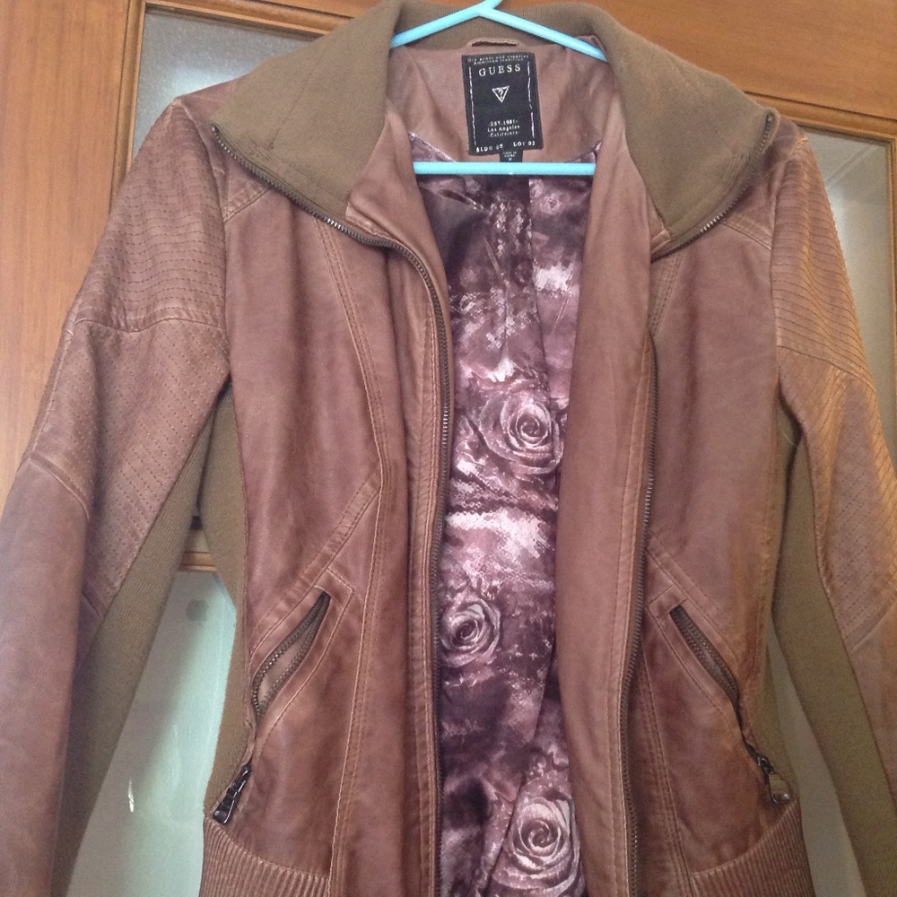 Guess jacket, women's distressed leather